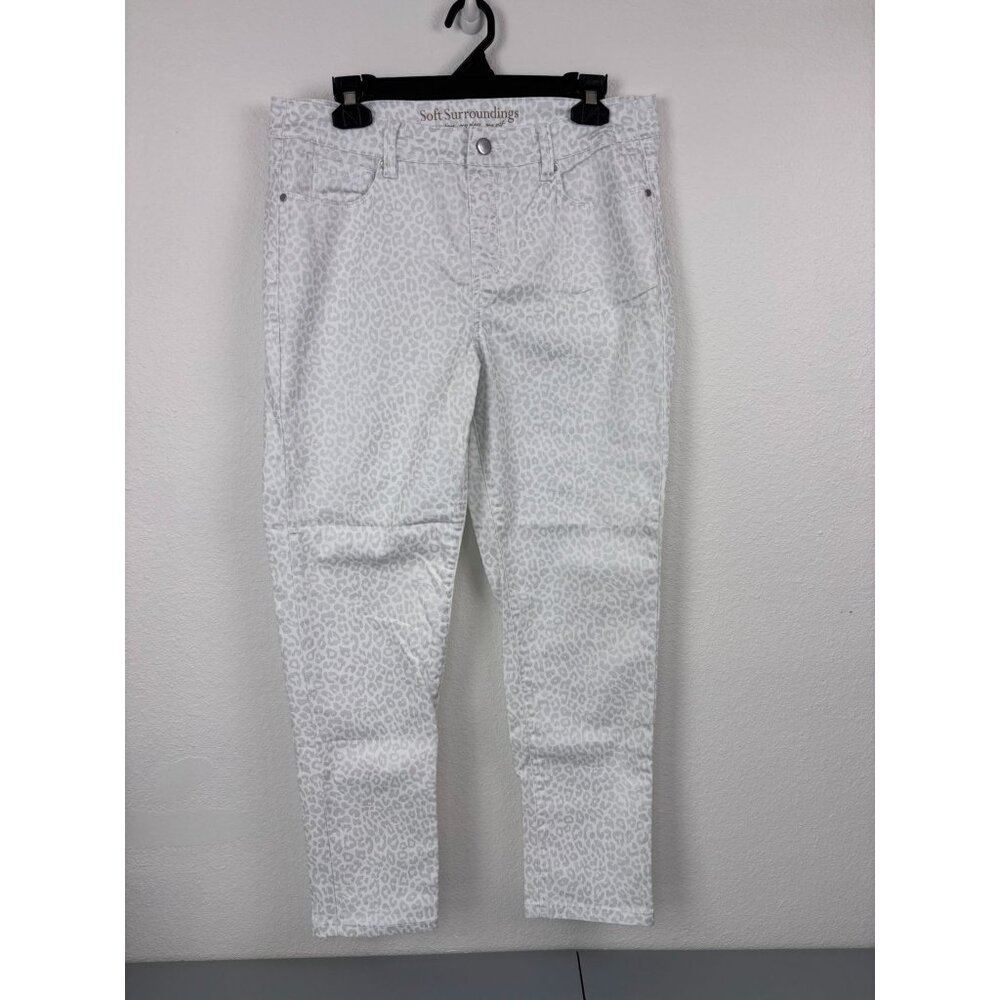 Soft Surroundings medium white silver "on the prowl" slimming tummy control pant